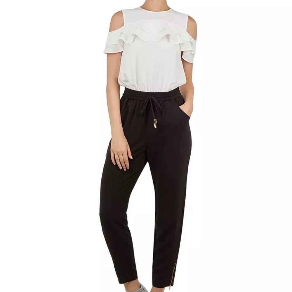 Ted Baker Toriil Ruffled Cold Shoulder Jumpsuit Size 4